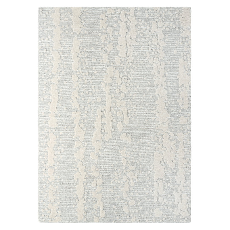 NICOLE MILLER NEW YORK Mod Weave Abstract Knotted Texture Handcrafted Wool Area Rug Light Grey, Rectangle 6' x 9'