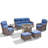 Simino 5-Piece All Weather Outdoor Wicker Patio Conversation Set With Square Fire Pit Table, Swivel Gliders And Side Table-436450004-436450007-436450001