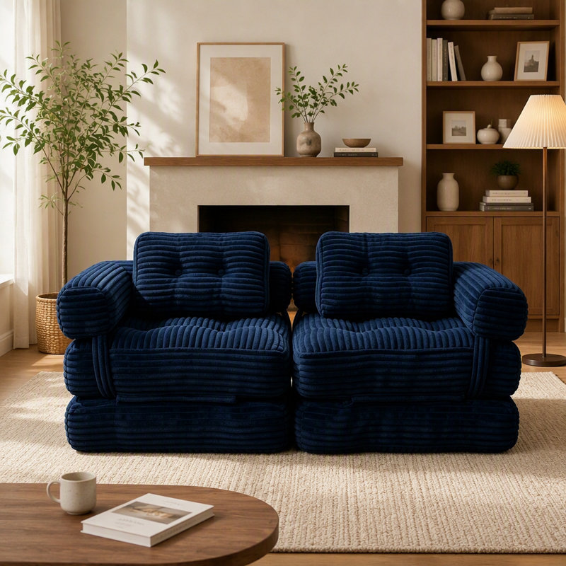 Canapé-lit de sol pliable, convertible, futon, Beige