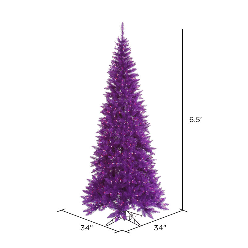 Purple Fir Lighted Artificial Fir Christmas Tree, 6.5' H x 34" W