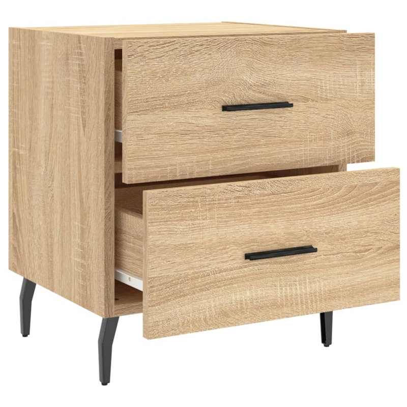 Roshawna 40cm W Iron Bedside Table, Sonoma Oak