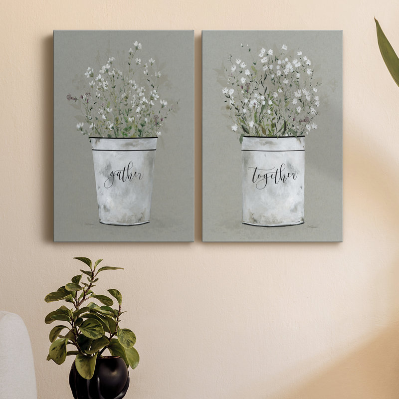 Bouquet of Grace Bucket Gather - Ensemble de 2 impressions sur toile tendue, H 18 po x l 24 po x P 1 po