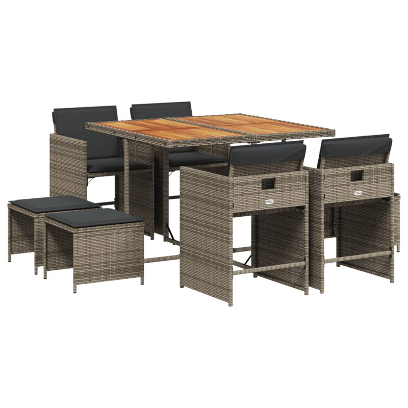  Patio Dining Set Set Of 8 Gray, Brown, Dark Gray, Gray, Dark Gray