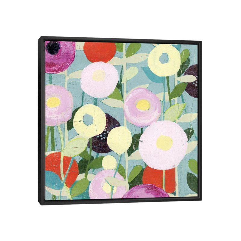 «Poppy Strata I», impression sur toile, H 18 po x l 18 po x P 1,5 po, Toile encadrée noire, Pas de tapis