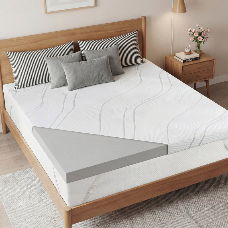3 Inch Memory Foam Mattress Topper , Mattress Topper With Removable & Washable Polyester Cover, Full