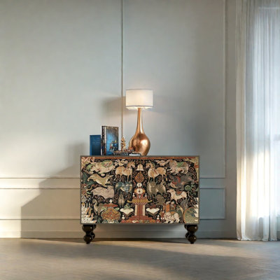 Chinese Style Double-Door Wooden Drawer Cabinet
