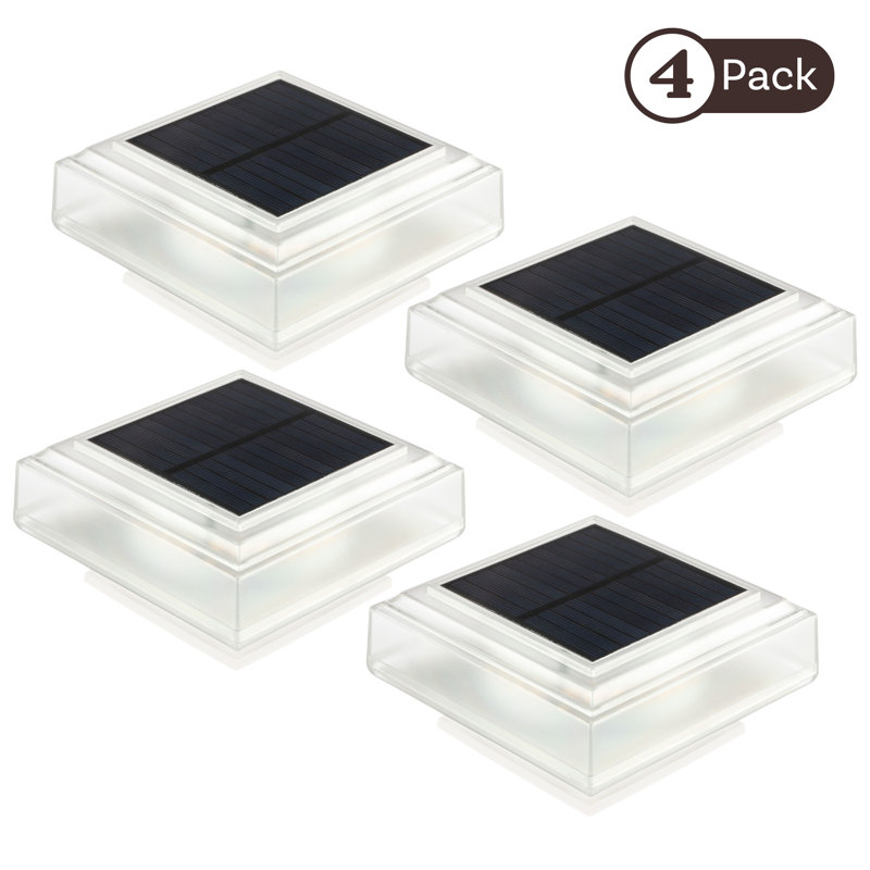 Solar Post Cap Lights Outdoor - 4-Pack Waterproof LED Fence Lights Solar Powered For 4X4, 5X5, Or 6X6 Wooden Or Vinyl Fence Post Caps - Deck, Porch, Patio Decor By Pure Garden (Warm White)