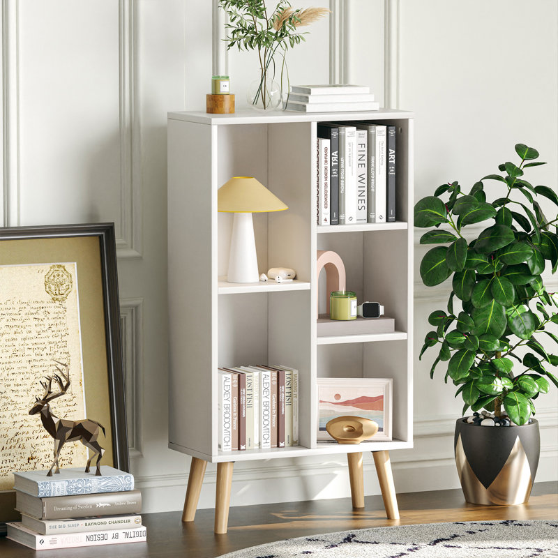 Jaen Solid and Manufactured Wood Cube Bookcase, Grand White, (5 Shelves) 36.5" H x 19.7" W x 9.4" D