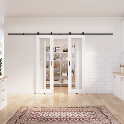 2x24in.x 80in.1 Lite White Door Slab Prefinished Surface With All Barn Door Hardware Kit