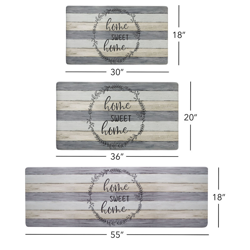 Cozy Living Grey and Beige PVC Anti-Fatigue Kitchen Mat