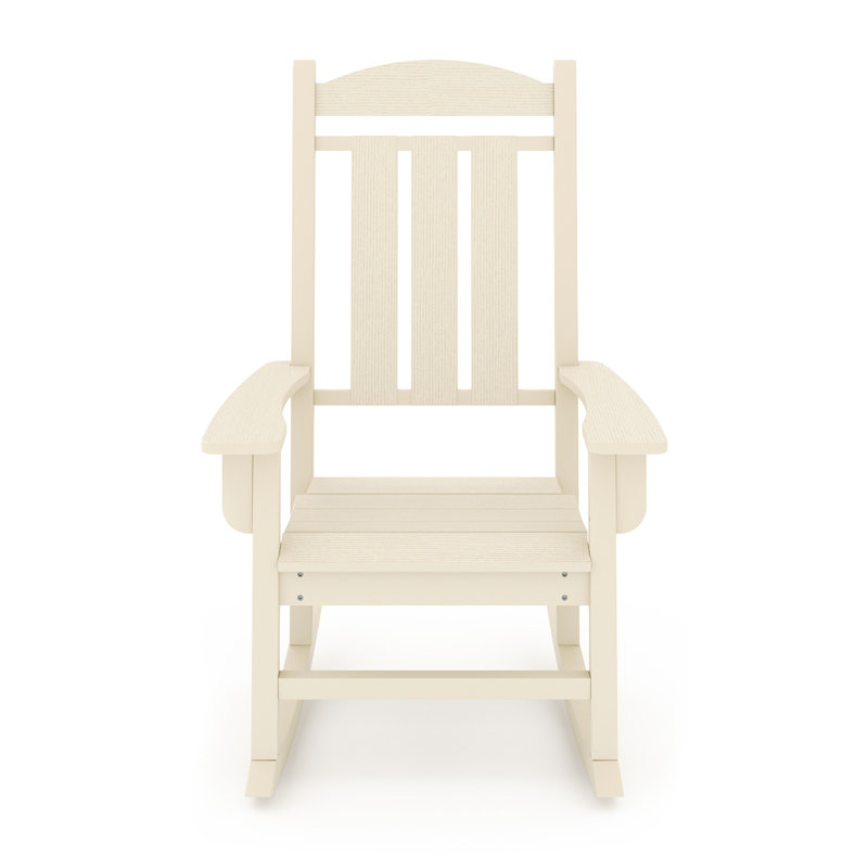 Fauteuil berçant beige - chaise longue d'extérieur en bois pour terrasse