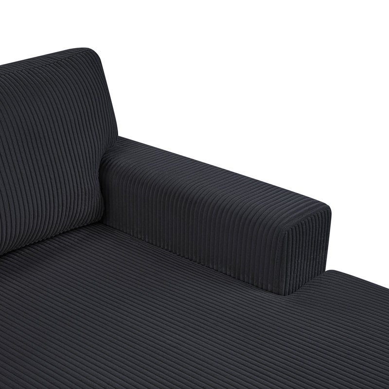 Canapé modulaire surdimensionné en U de 115,3 po avec méridienne et trois coussins décoratifs doux pour le salon, noir