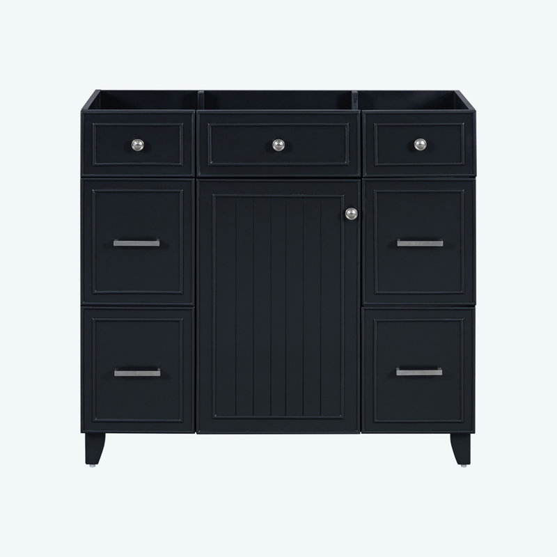 Meuble-lavabo 36 po sans lavabo, Noir, noir, noir, noir, Argent argent