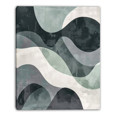 Deep Contrast Horizon Modern Abstract Wrapped Canvas Wall Art