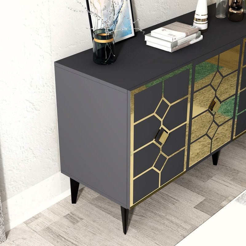 Oatley 150cm Console Table, Grey/Gold