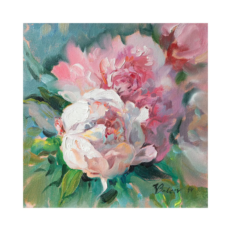 Pink Peonies by Katharina Valeeva - Wrapped Canvas Painting, 45.72 cm H x 45.72 cm W x 3.175 cm D