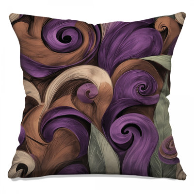 Swirling Abstract Leaves Double Sided Throw Pillows
