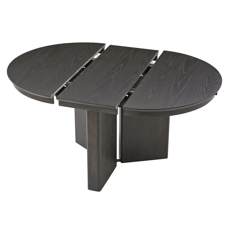 Table de salle à manger ovale extensible, table de cuisine de ferme moderne avec base piédestal et patins réglables, Espresso