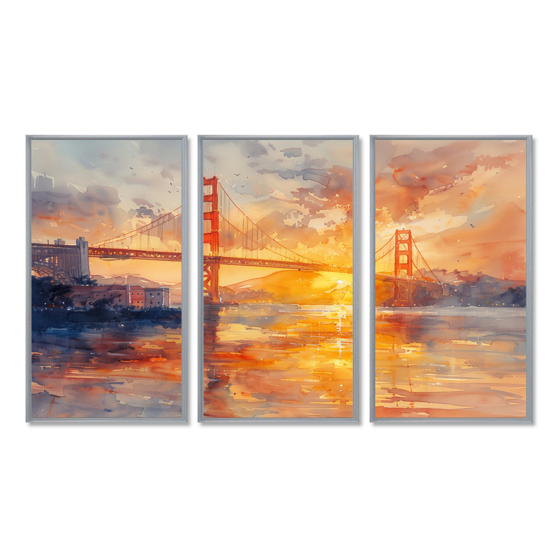 Ensemble de salon Aniya - Bridges Wall Art, Encadrement argenté, 32" H x 48" W