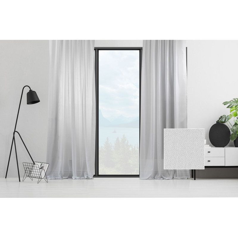 Sheer Curtain Panel Pair, 140cm Width x 145cm Drop, Light Grey