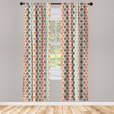 Geometric Semi-Sheer Rod Pocket Curtain Panels