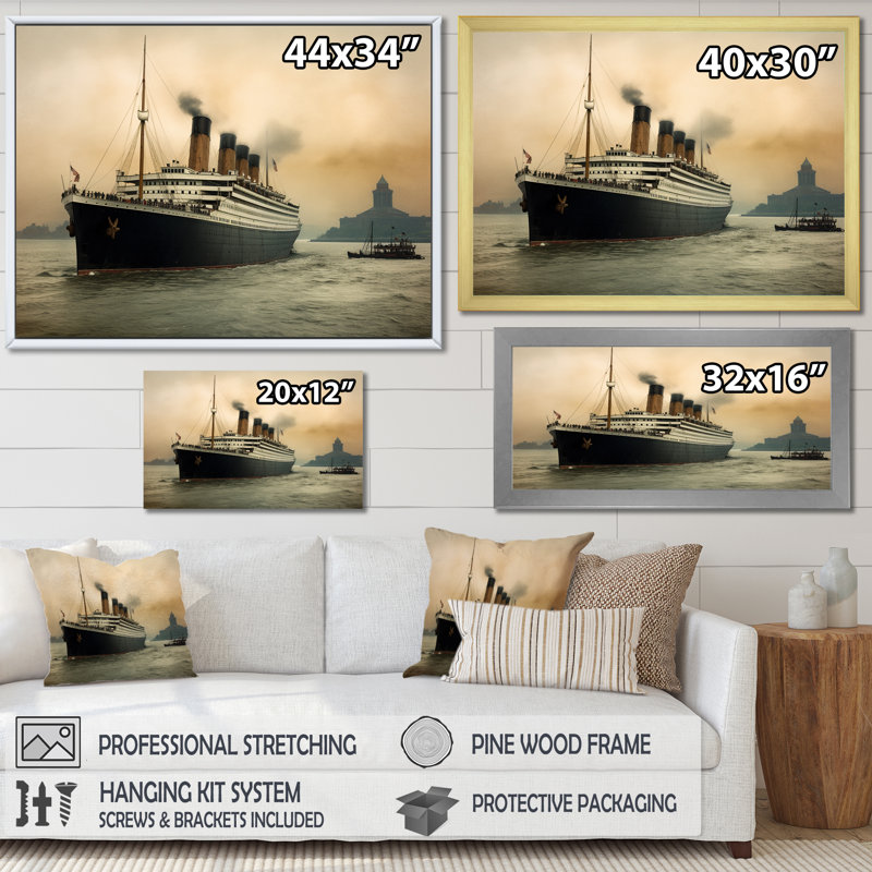 Photographie rétro de RMS Titanic, reproduction d'art sur toile, H 34 po x l 44 po x P 1,5 po, Toile tendue