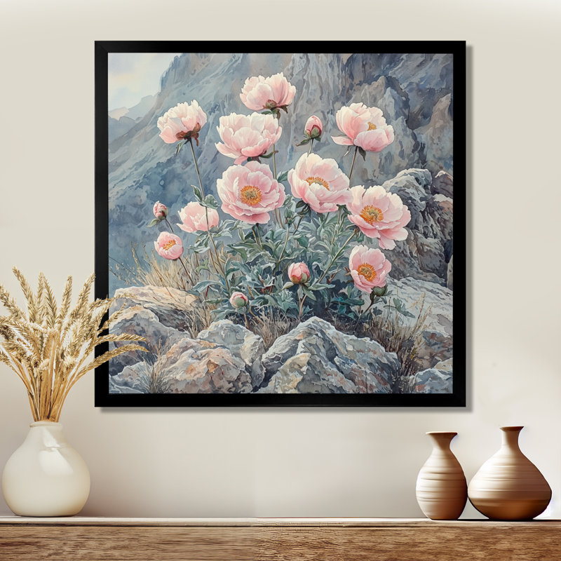 Grandes pivoines dans le Rocky Pass I - pivoines, art mural, Reproduction encadrée d'une seule photo, H 30 po x l 30 po, Noir