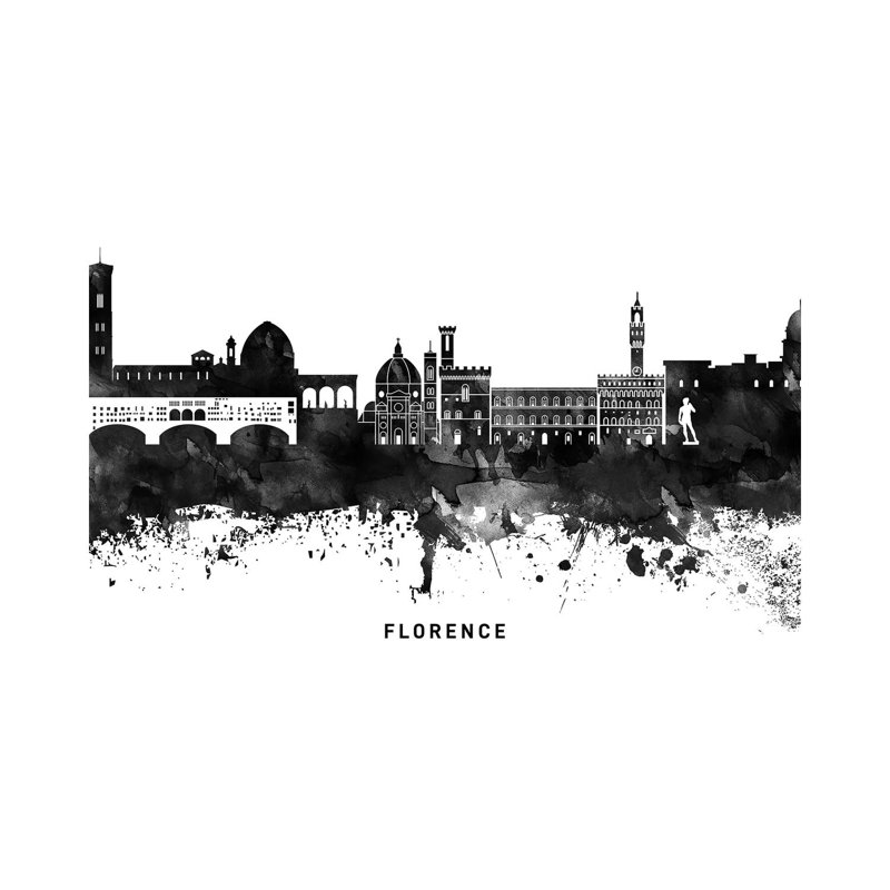 Florence Skyline Black & White 1 Piece Wrapped Canvas Wall Art, 101.6 cm H x 66.04 cm W