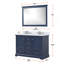 Meuble-lavabo double bleu marine 48 po X P 22 po D, plateau en quartz blanc et Miroir