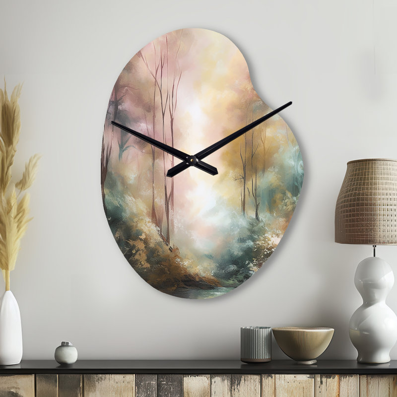 Whimsical Stream - Pear Shape Unique Mountains Wall Clock, Small