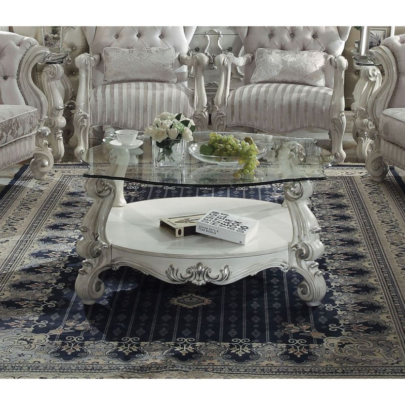 Glass Top Coffee Table, White