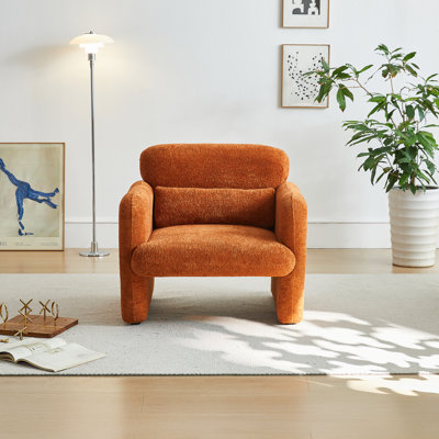 Fauteuil d'appoint 34 po Boucle Cloud le plus vendu, fauteuil simple à dossier incurvé, revêtement moelleux, assemblage sans outil, peu encombrant pour les petits appartements, le bureau et la chambre à coucher