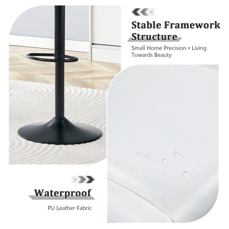 Swivel Adjustable Height Bar Stool (Set of 2), White