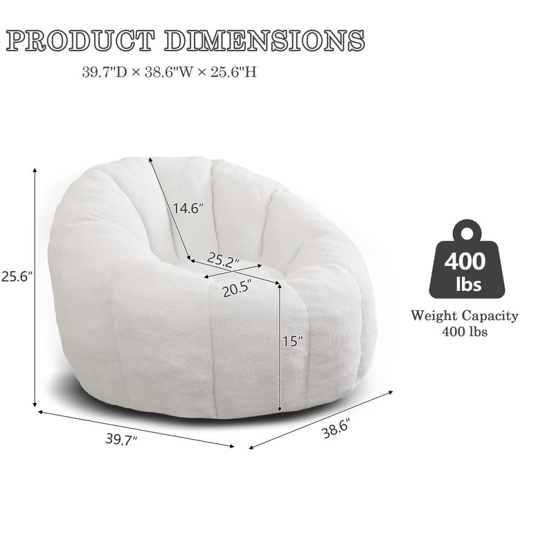 Teddy Bean Bag Chair, White