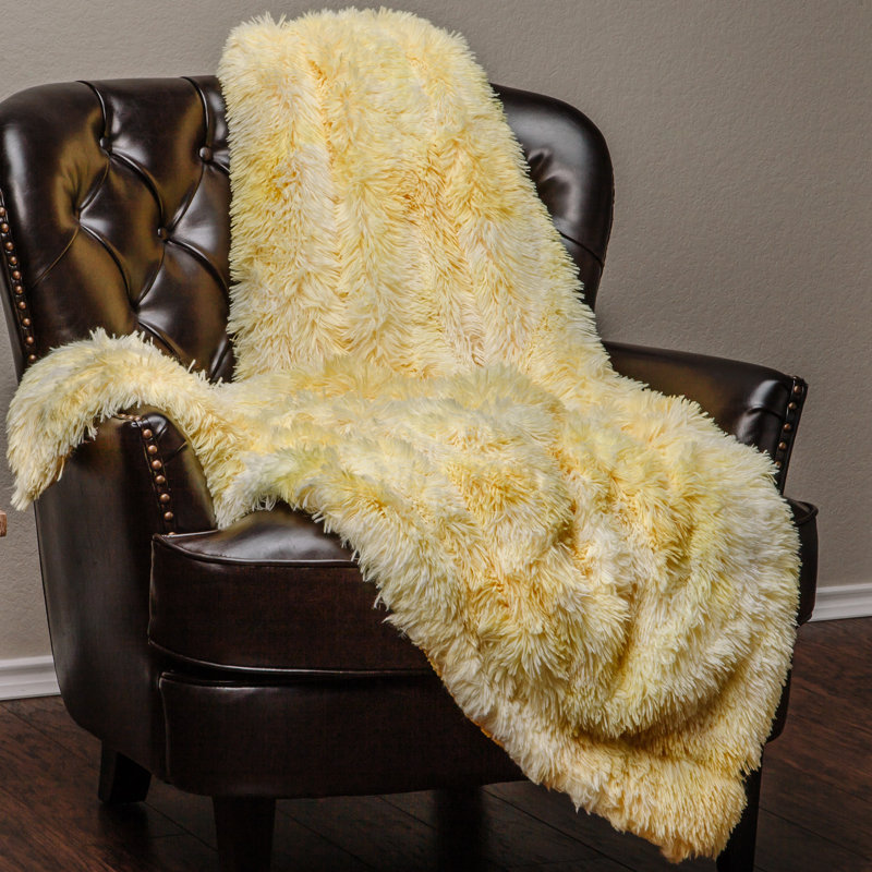 Yellow Faux Fur Sherpa Reversible Toddler Blanket