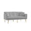 Futon en velours gris avec pieds dorés, 3 positions réglables pour une utilisation multifonctionnelle, 2 accessoires de poches latérales, porte-gobelet pliable, rembourrage en mousse moelleuse, siège à ressort sinueux, lit en métal de style classique-121096846