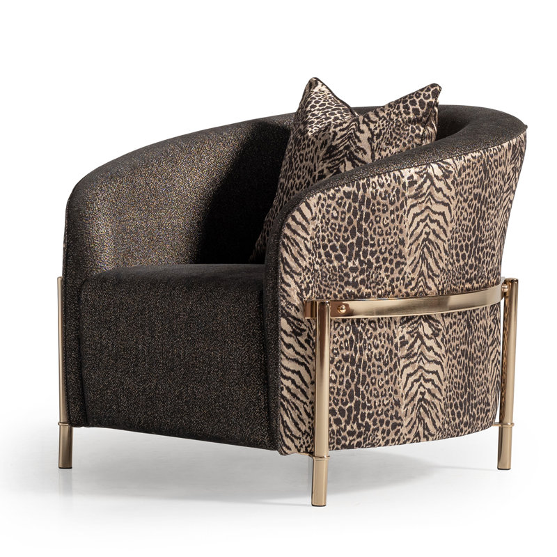 Lisbon 35.5'' Wide Chenille Barrel Chair, Onyx Chenille