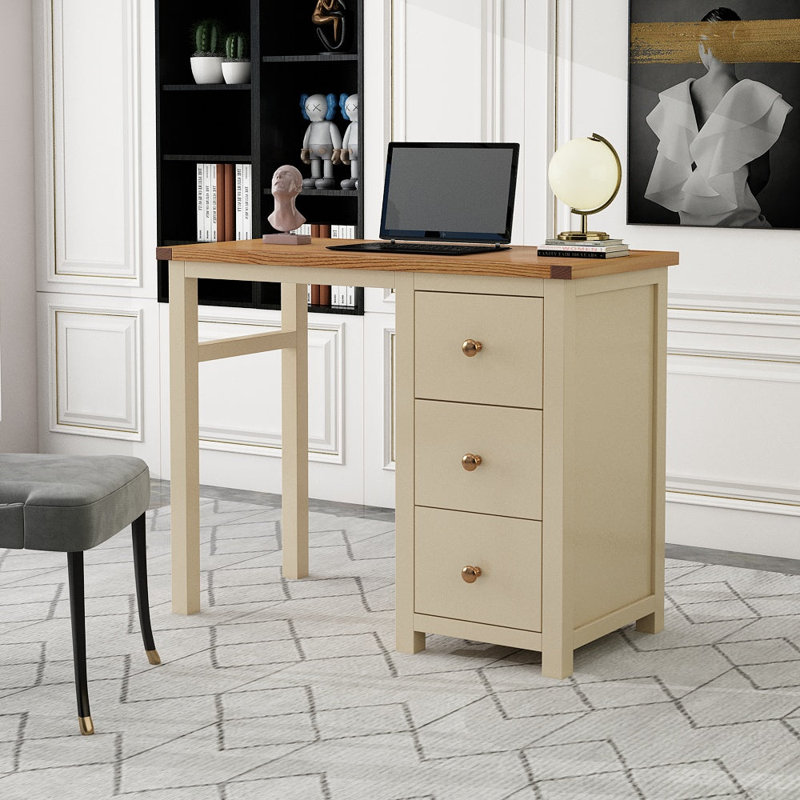 Bureau double caisson Bucoli, Brun / Gris clair
