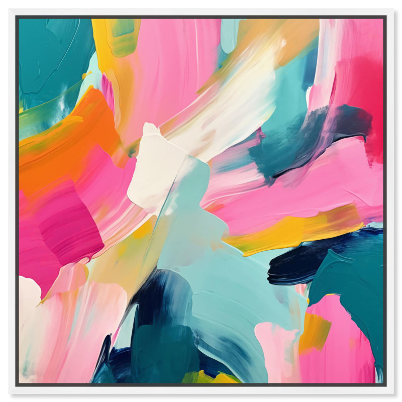 Lucid Layers, reproduction d'art moderne sur toile par Art Remedy, Cadre flottant blanc, H 25 po x l 25 po x P 1,8 po