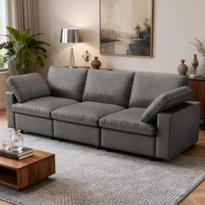 100" Pu Sectional Couch With L-Shape Chaise&Movable Ottoman,Modern Modular Sofa With Deep Seat,Couches For Living Room Bedroom