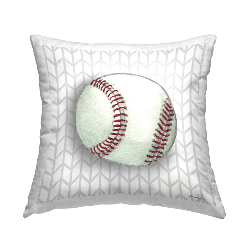 Coussin décoratif à motif de baseball sur chevron par Sharon Kuplack