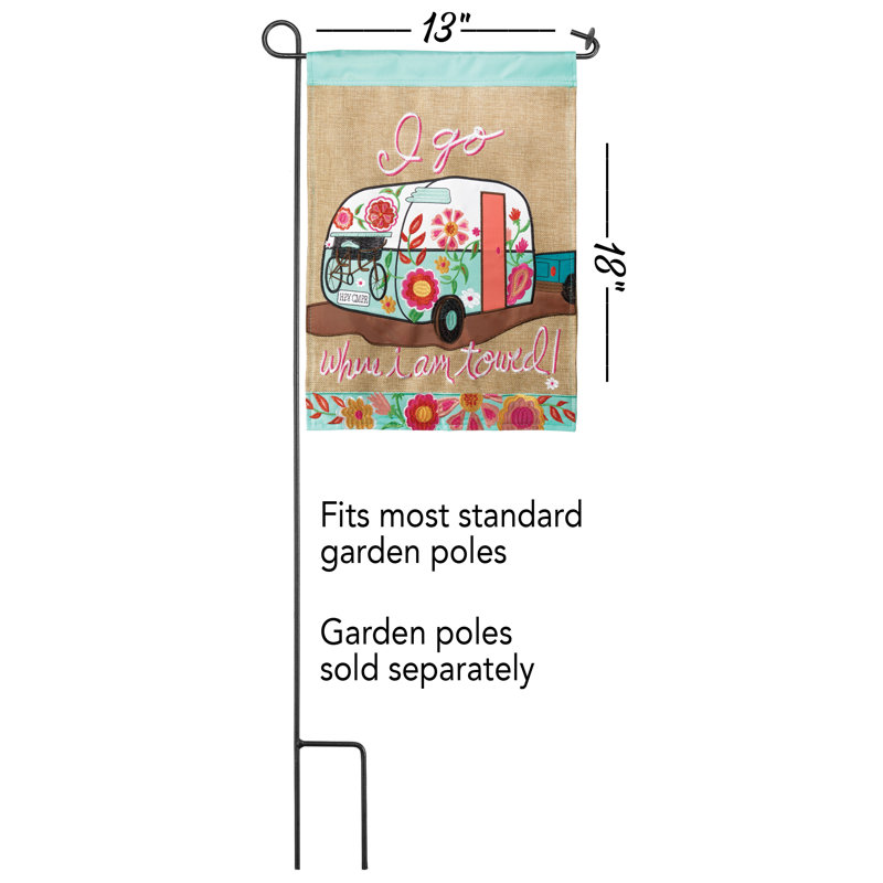 Bright Floral Burlap Garden Flag with Orange Door