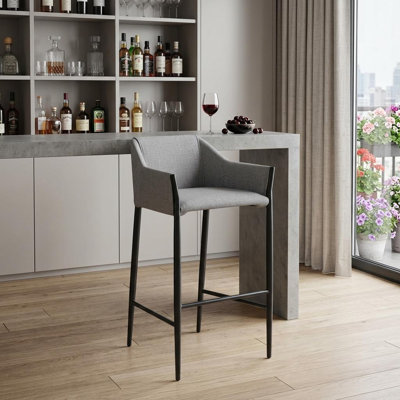 Chaise de bar 30 po gris ardoise et noir en acier et tissu