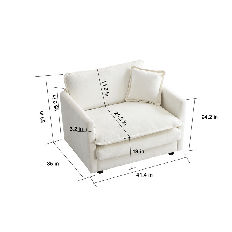 1 + 1 + 3 sièges blanc: revêtement en chenille, base en bois massif, salon moderne de 3 po en bois, tissu, rembourrage relaxant