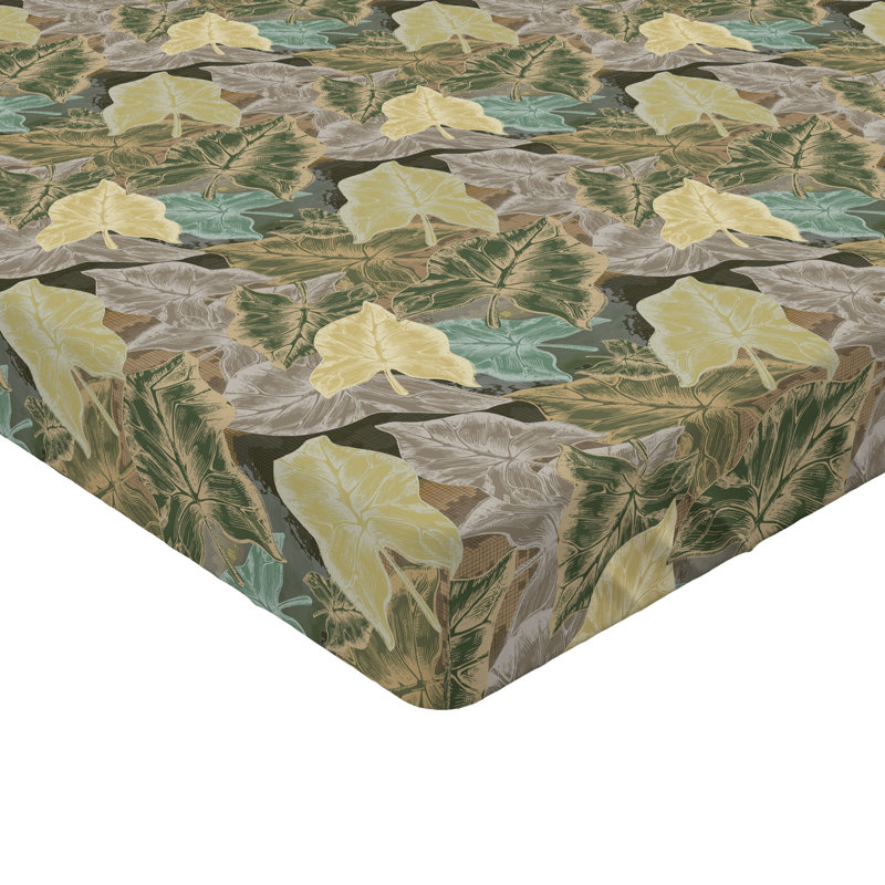 Drap-housse à motif floral Ambesonne, Vert forêt, gris pâle / floral, Drap-housse grand