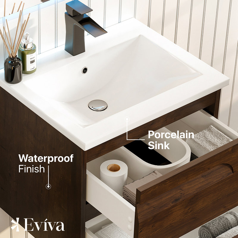 Alberthe 24" Wall-Mounted Single Bathroom Vanity Set