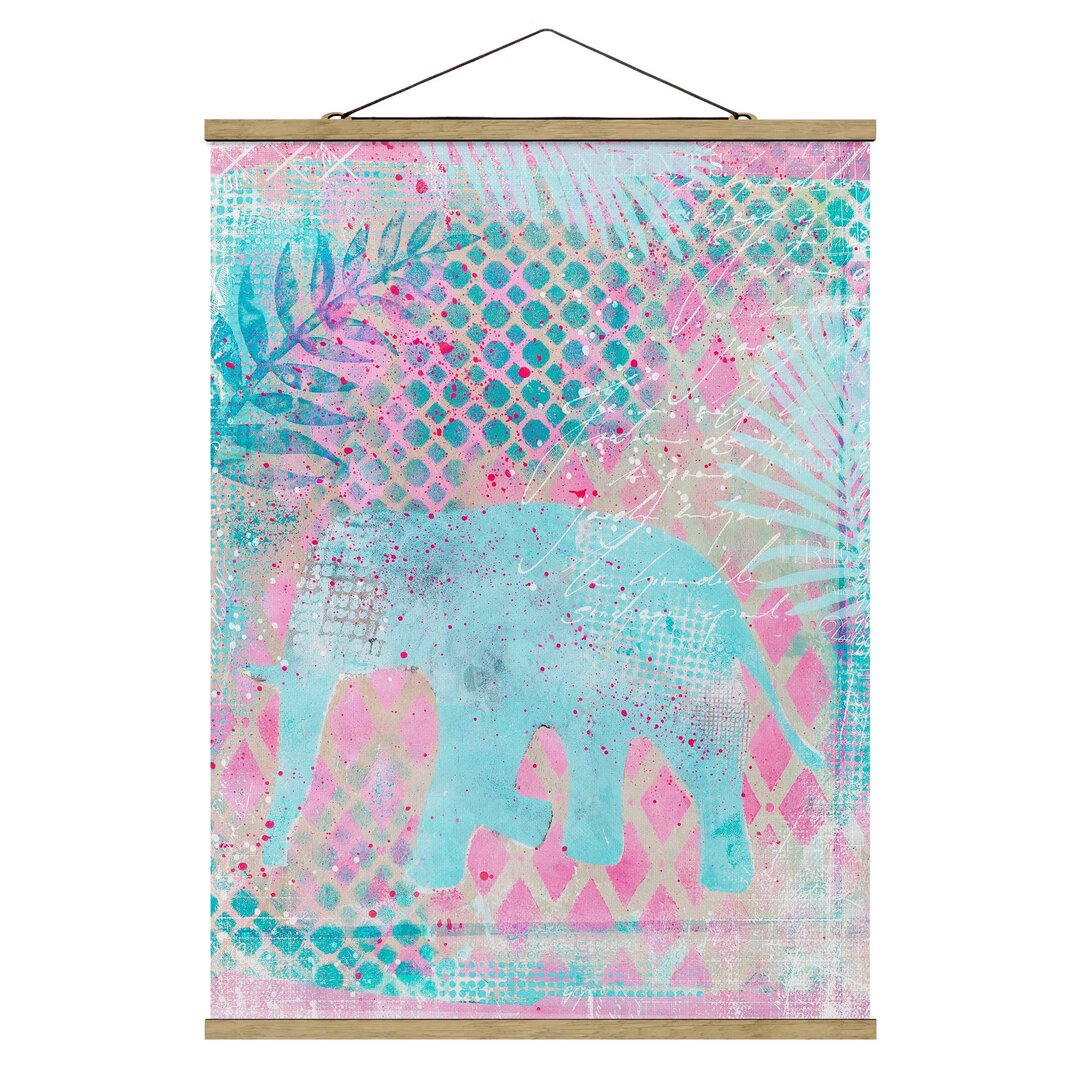 Grafikdruck Elephant in Blue and Pink