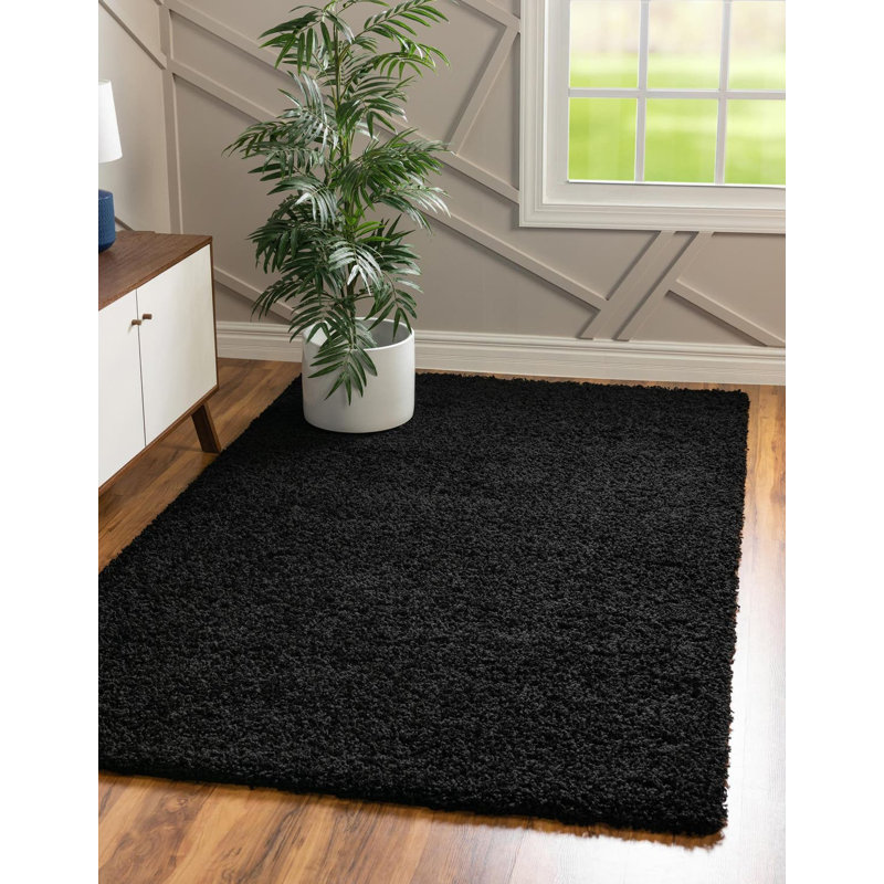Tapis noir de jais Santoshi, Carré 7 pi 10 po