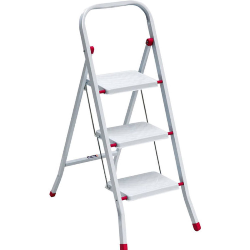 Folding Lightweight Step Ladder, Step Stool With Rail, 3-Steps, Convenient Handgrip, Multi-Use Ladder For Household And Office, 1624-12Vc