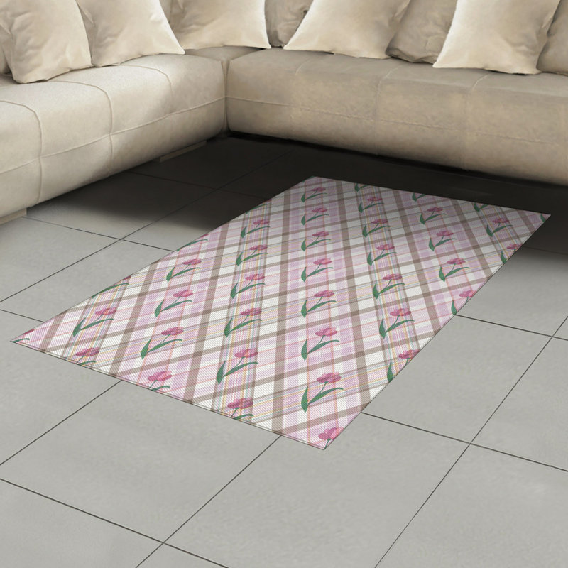 Checkered High Density Long Fiber Poly Threads Decorative Area Rug Carpet, Rectangle 4' x 5'8"
